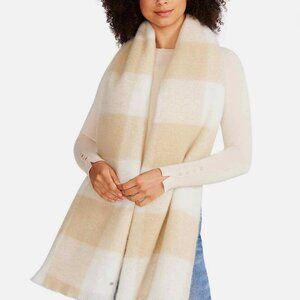 NWT Steve Madden Tan Check Soft Blanket Oversized Scarf Women OS